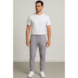 Parlak Gri Bel Lastikli Jogger 3005