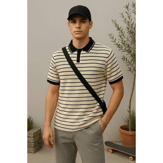 Siyah Yakalı Örgü Kumaş Polo Yaka Tişört 4012 Siyah Yakalı Örgü Kumaş Polo Yaka Tişört 4012