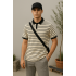 Siyah Yakalı Örgü Kumaş Polo Yaka Tişört 4012