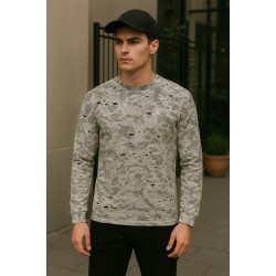 Eskitme Desenli Bluz 1039