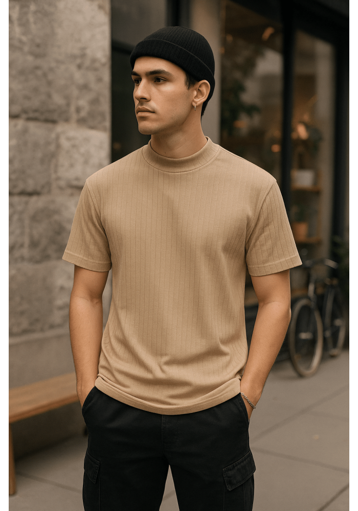 Yakalı Bej Triko Tshirt 4020 Yakalı Bej Triko Tshirt 4020
