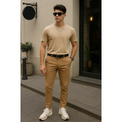 Slim Fit Camel Pantolon 2046