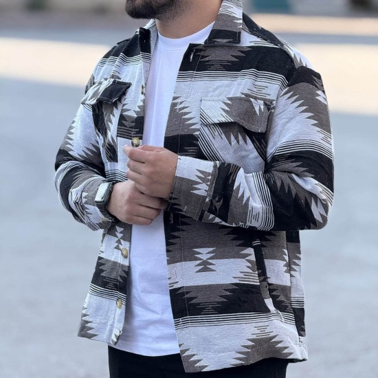 Kahve Etnik Desen Oduncu Gömleği 1004 Kahve Etnik Desen Oduncu Gömleği 1004