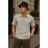 Gri Çizgili Polo Yaka T-shirt 4036