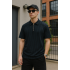 Siyah Çizgili Polo Yaka T-shirt 4037
